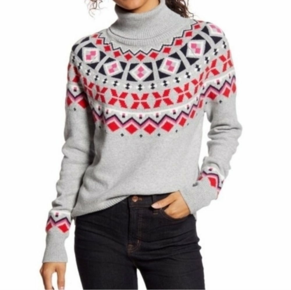 NWT Nordstrom 1901 Black Fair Isle Sweater‎ XL